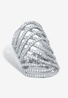 Platinum-Plated Cubic Zirconia Crossover Ring, WHITE, hi-res image number 0