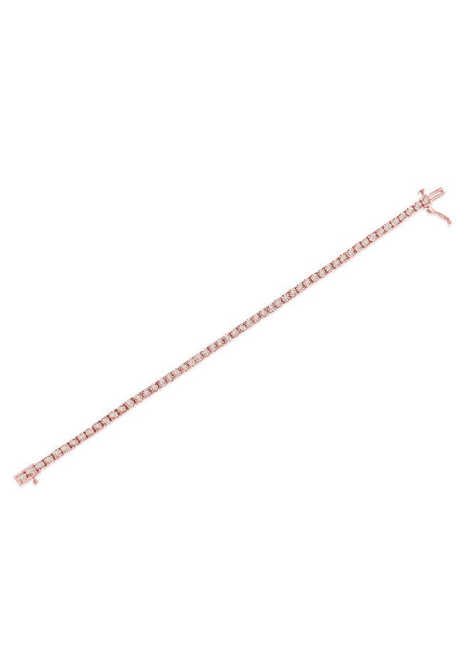 Rose Gold Plated Sterling Silver Miracleset Diamond Round Faceted Bezel Tennis Bracelet 6 inches, , alternate image number 3