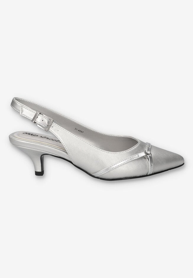 Feena Slingback Pump, SILVER, alternate image number 2