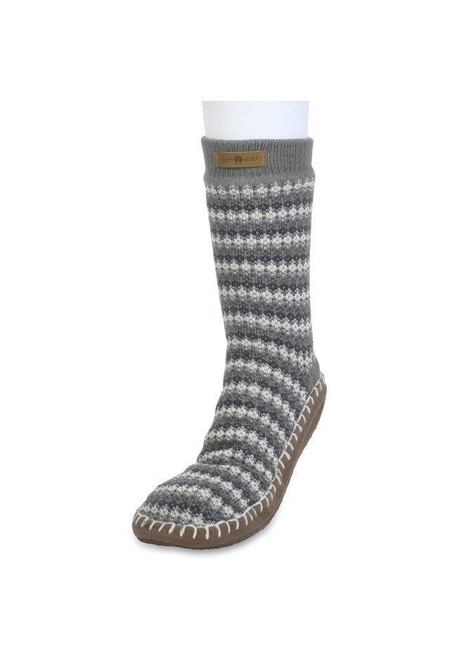 Cuffed Pattern Slipper Sock, GREY FAIRISLE, hi-res image number 0