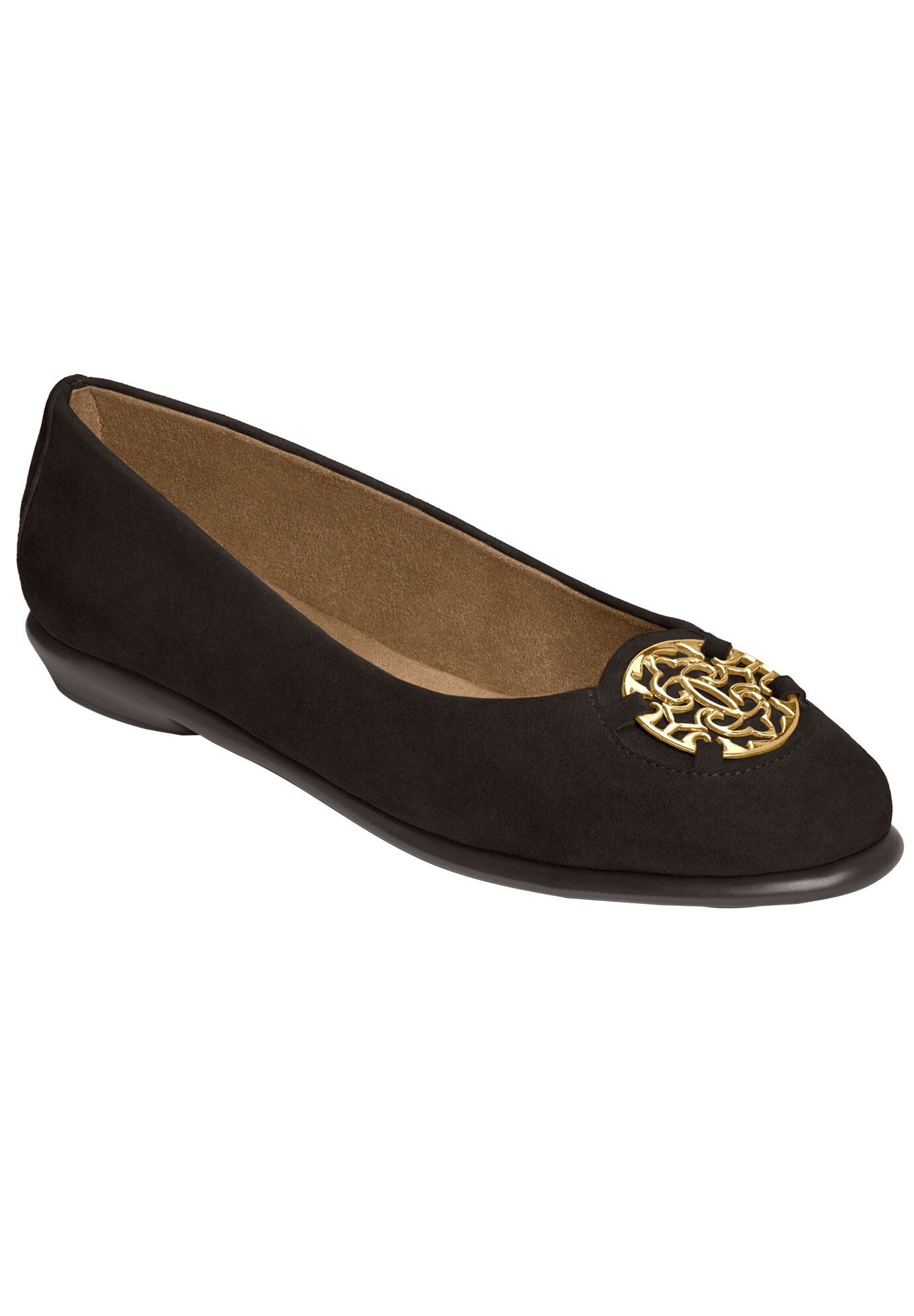 Exhibit Ballet Flats by Aerosoles&reg;, BLACK SUEDE, hi-res image number 0