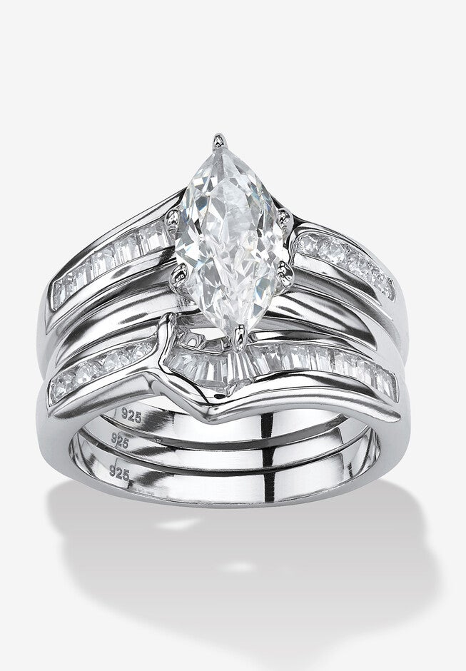 3.57 Cttw. Cubic Zirconia 2 Piece Bridal Ring Set In .925 Sterling Silver, WHITE, hi-res image number 0