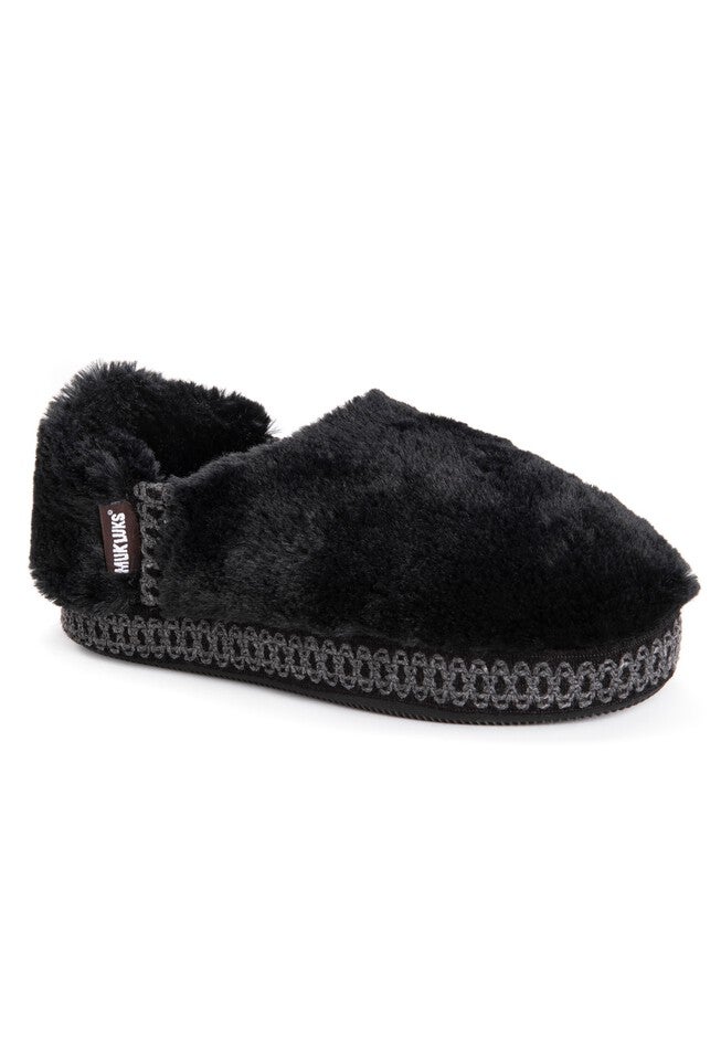 Joanna Fur Moccasin Slipper by Muk Luks, BLACK, hi-res image number null