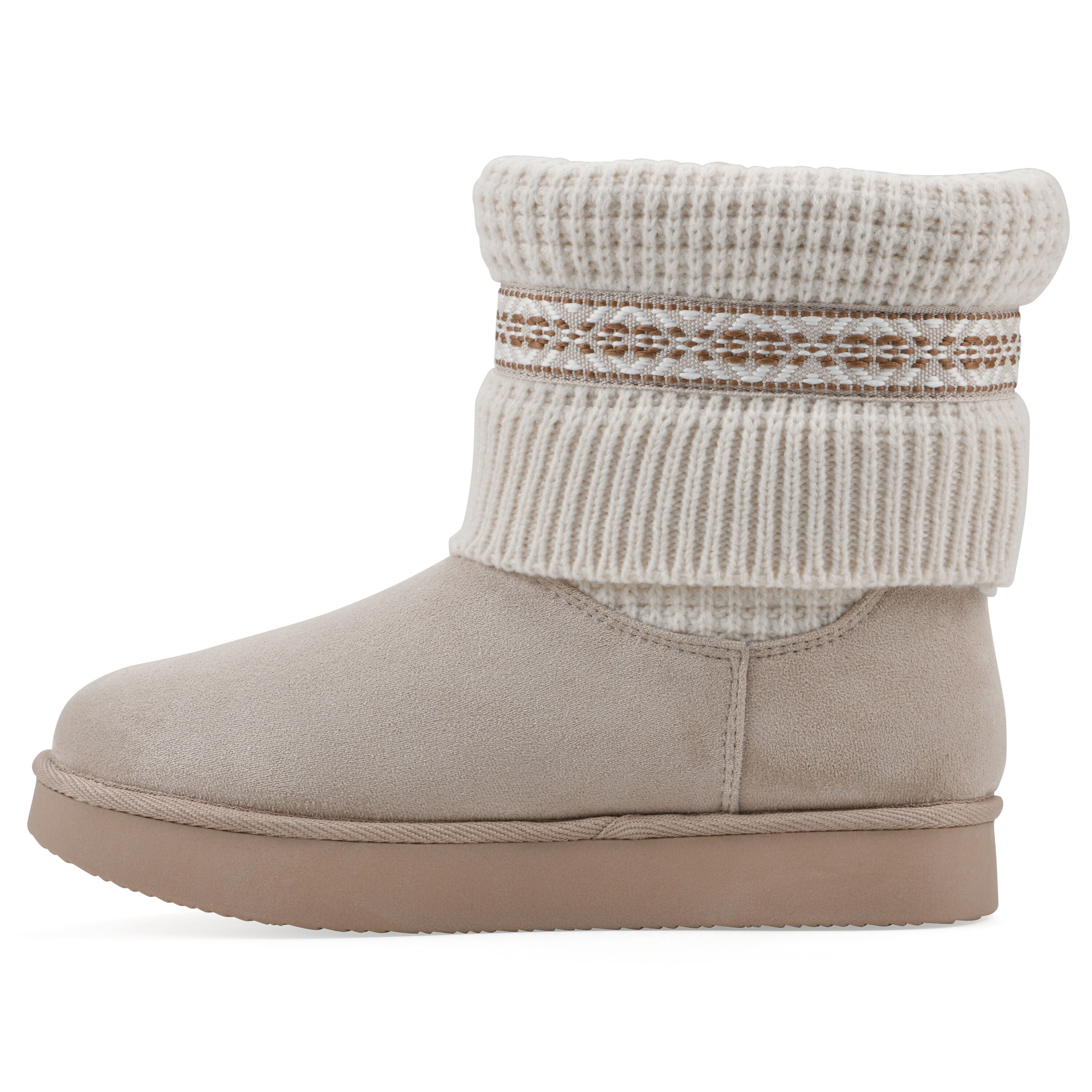 Brysons Fold-Over Sweater Bootie, SAND FABRIC, alternate image number 3