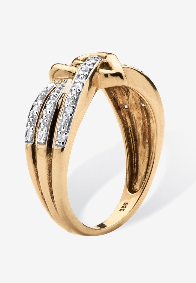 Gold Over Silver Diamond Heart Promise Ring (1/10 Cttw), , on-hover image number null