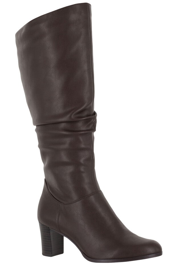 Tessla Wide Calf Boots by Easy Street®, DARK BROWN, hi-res image number 0