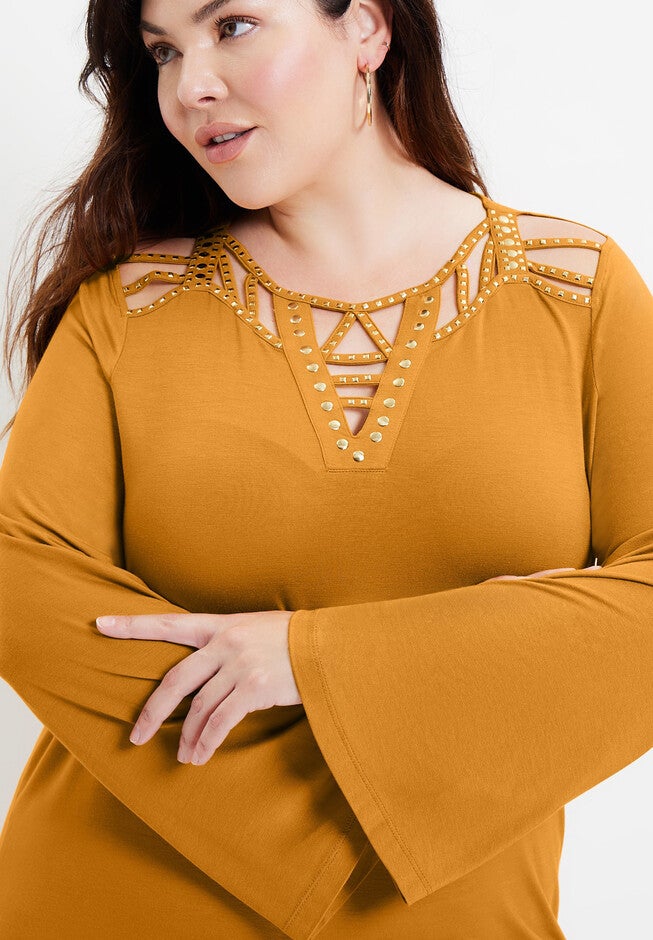 Embellished Cutout Top, , alternate image number null