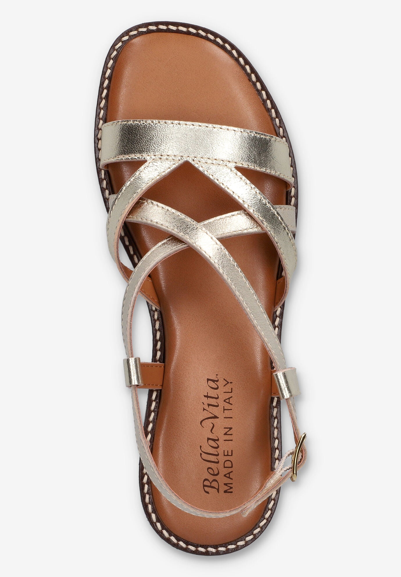 Tya-Italy Flat Sandal, CHAMPAGNE LEATHER, alternate image number 6