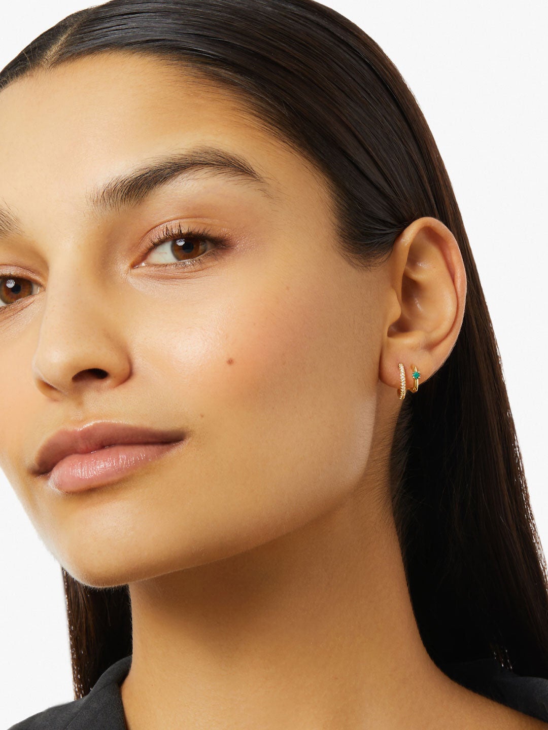 Percy Double Hoop Earrings, GOLD, alternate image number 4