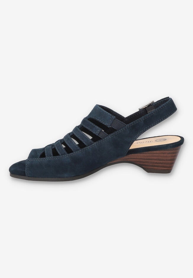 Yakira Wedge Sandal, NAVY SUEDE LEATHER, alternate image number 4
