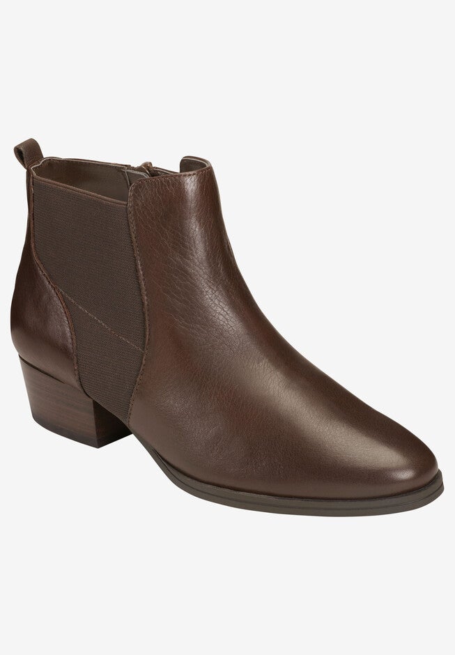 Crisscross Bootie , DARK BROWN LEATHER, hi-res image number null