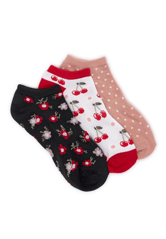 3 Pair Pack Ankle Socks, POPPY PINK, hi-res image number null