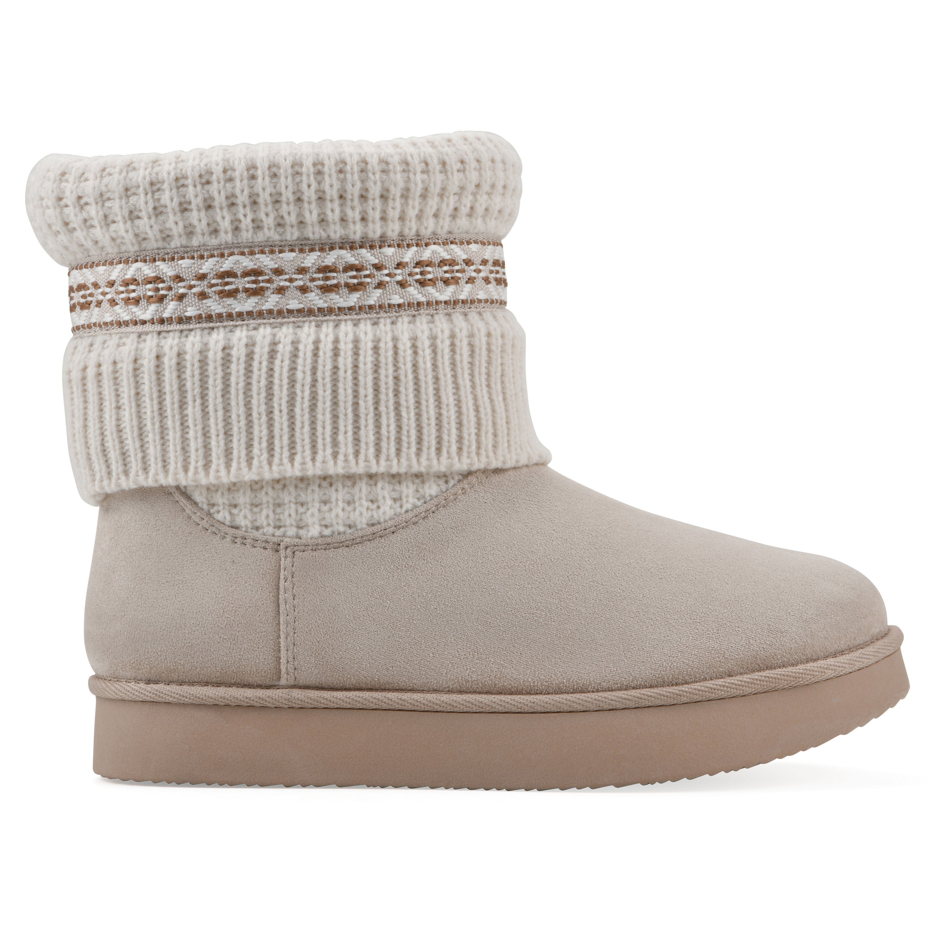 Brysons Fold-Over Sweater Bootie, SAND FABRIC, alternate image number 2