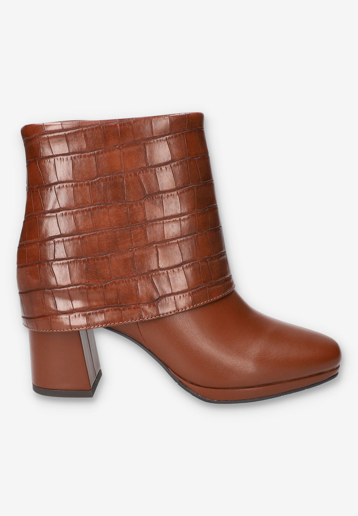 Sutton Sqaure Toe Ankle Boot, TAN CROCO, alternate image number 2
