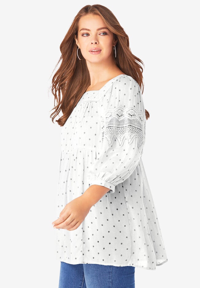 Square-Neck Crinkle Big Shirt, , alternate image number 2