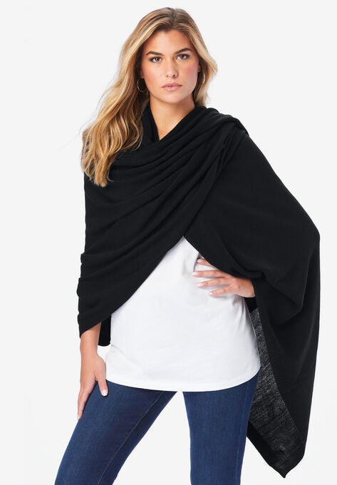 Oversized Shawl, BLACK, hi-res image number null