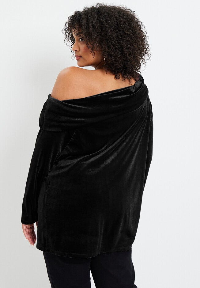 Off-The-Shoulder Velour Top, , on-hover image number null