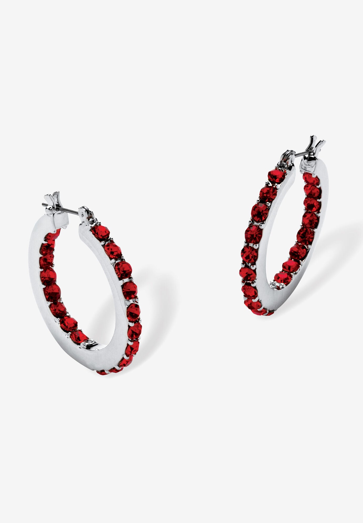 Birthstone Inside-Out Hoop Earrings In Silvertone (31Mm), JULY, hi-res image number 0