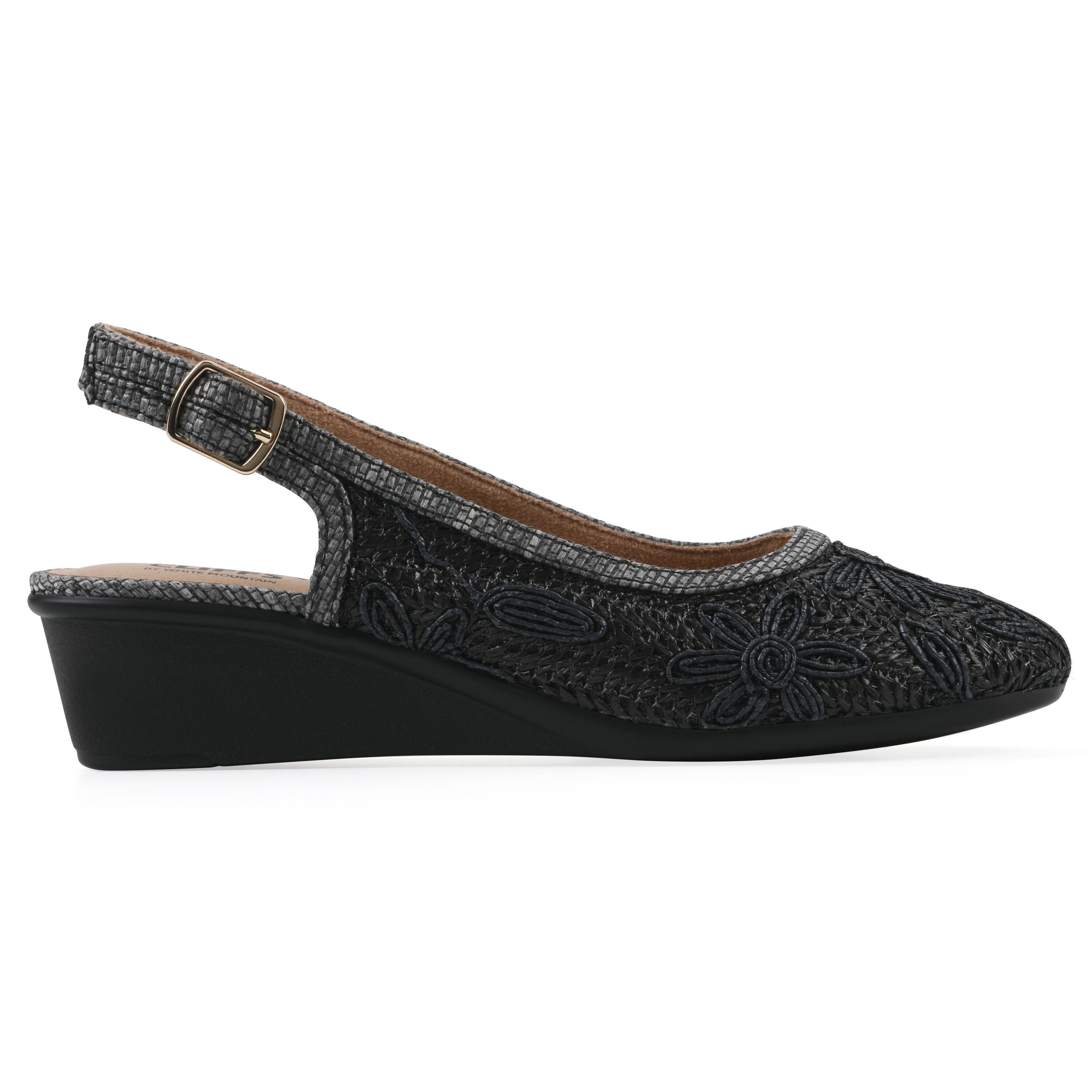 Boris Slingback Wedge, BLACK FABRIC, alternate image number 2