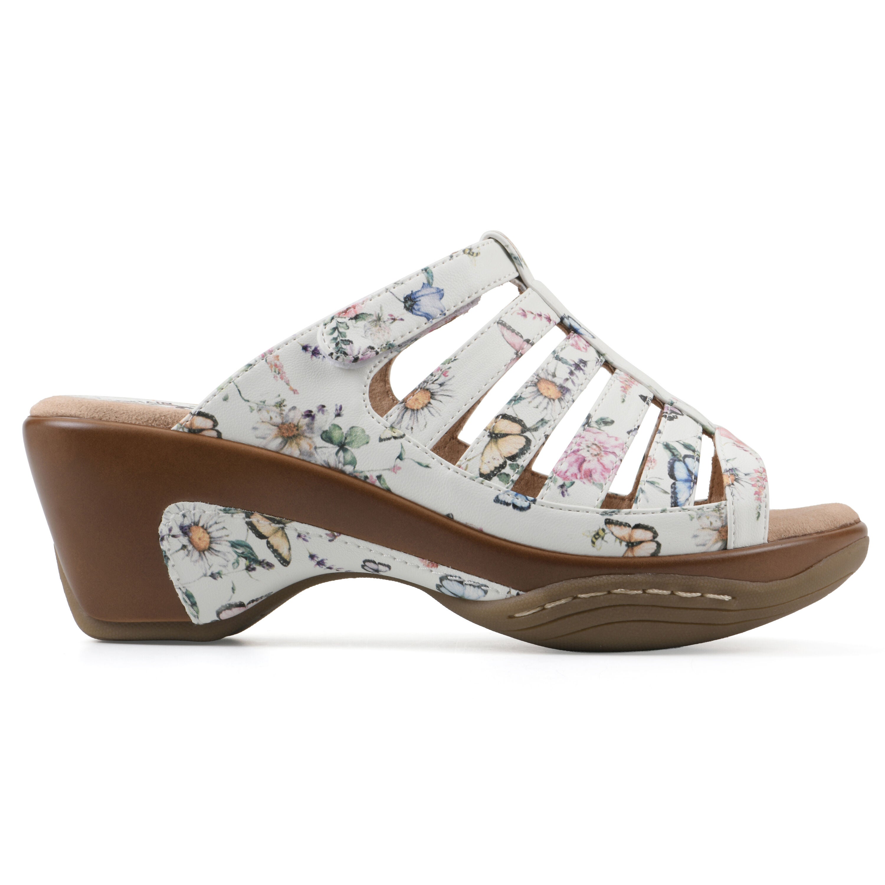 Valencia Slip-On Clog Sandal, WHITE MULTI FLOWER, alternate image number 2