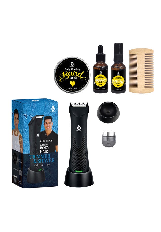 Mario Lopez Wireless Body Hair Trimmer & Shaver And Beard Care Grooming Kit Bundle, O, hi-res image number null