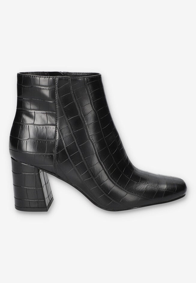 Wilma Square Toe Ankle Boot, BLACK CROCO, alternate image number 2