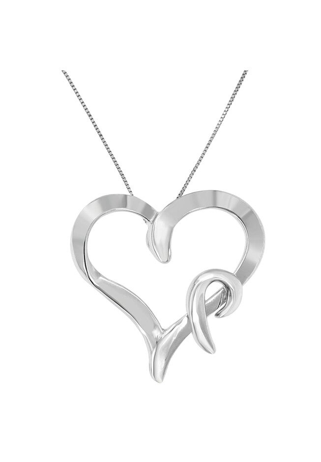 Silver Heart Shaped Pendant Necklace, , on-hover image number null