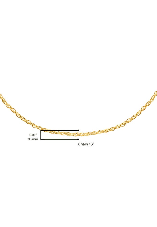 Solid Yellow Gold Slim And Dainty Rope Chain Necklace Unisex Chain 16 inches, , alternate image number null