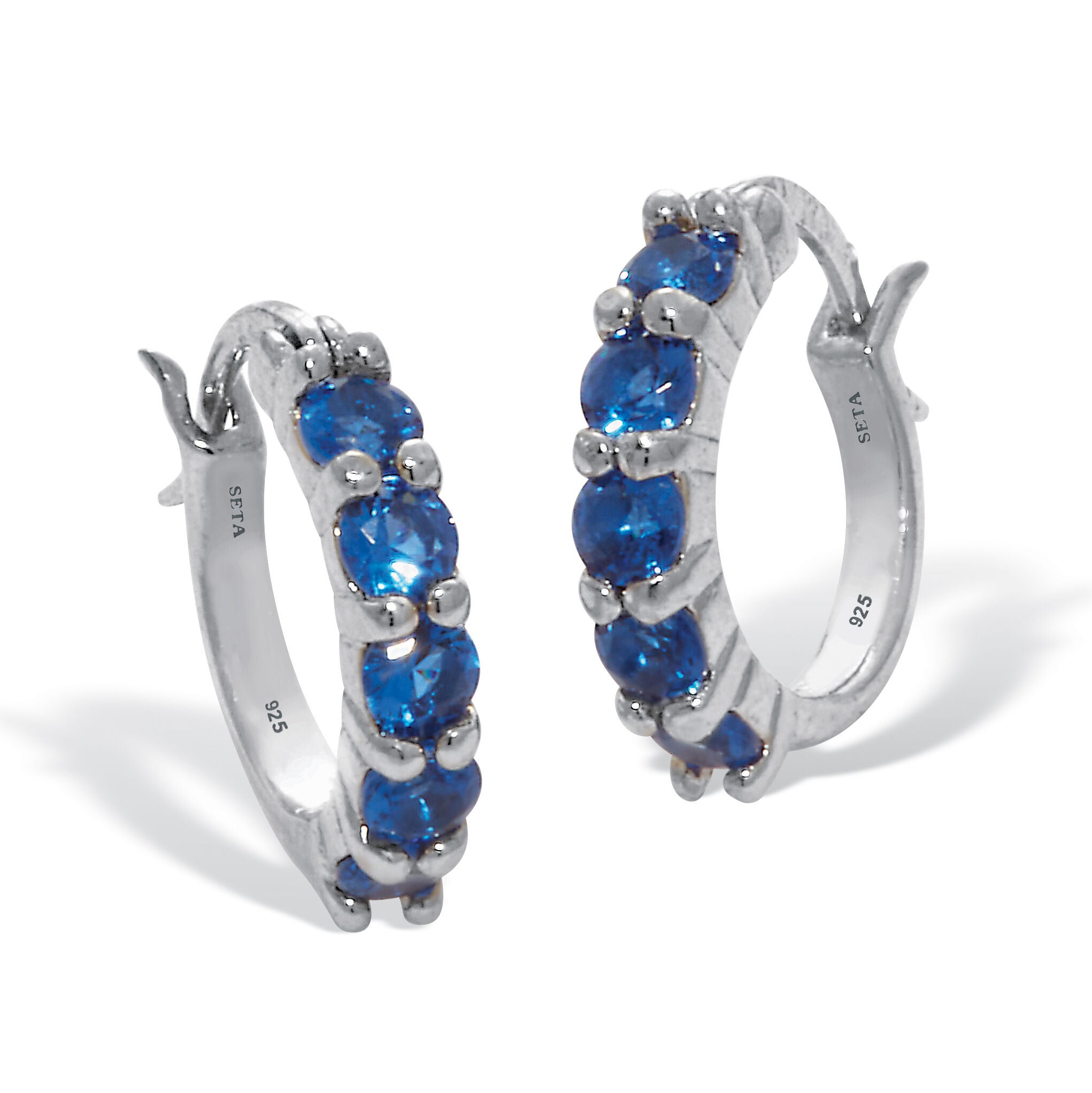 Birthstone Sterling Silver Huggie Hoop Earrings, SEPTEMBER, hi-res image number 0