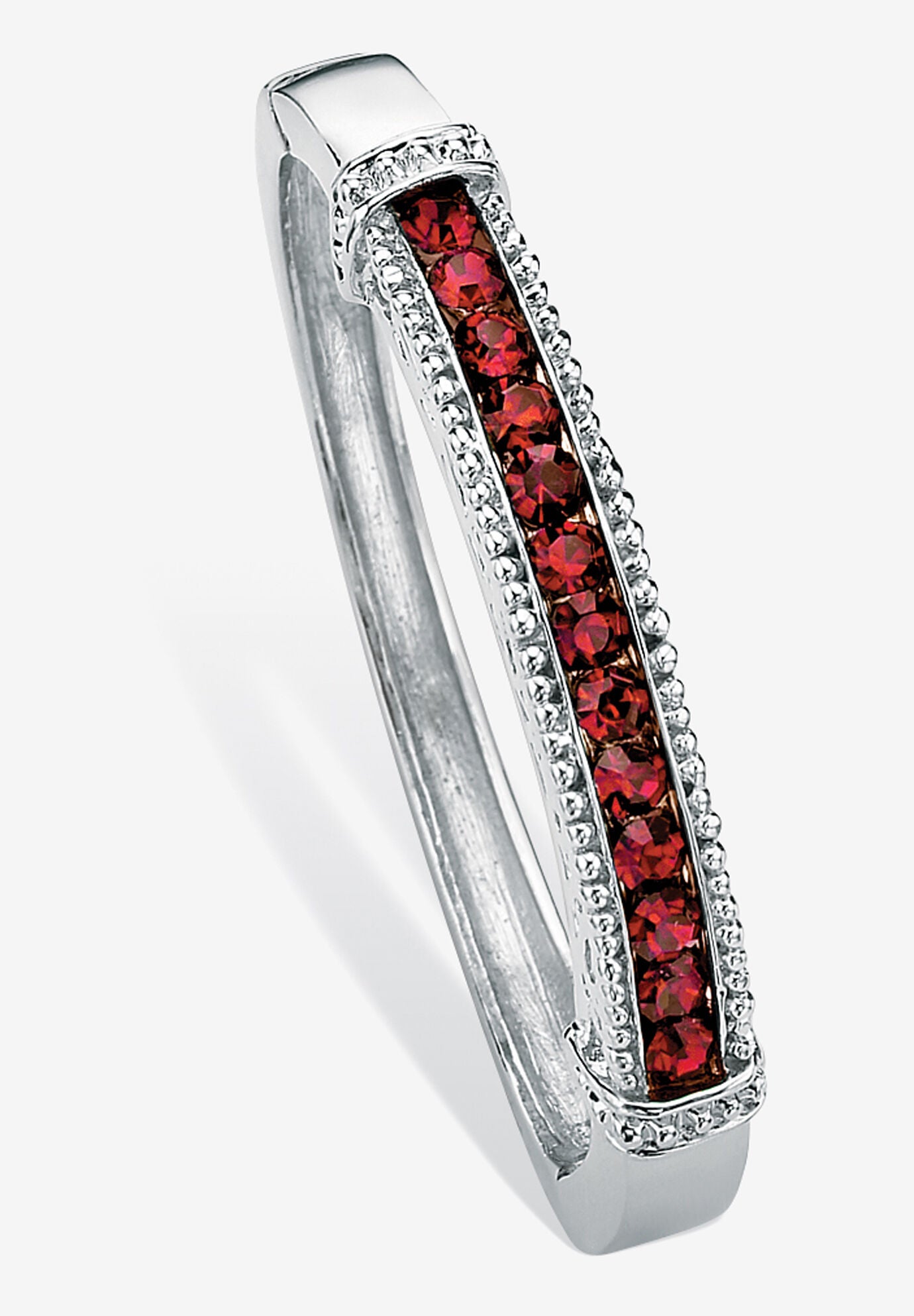 Round Birthstone Bangle Bracelet In Silvertone Jewelry, JULY, hi-res image number 0