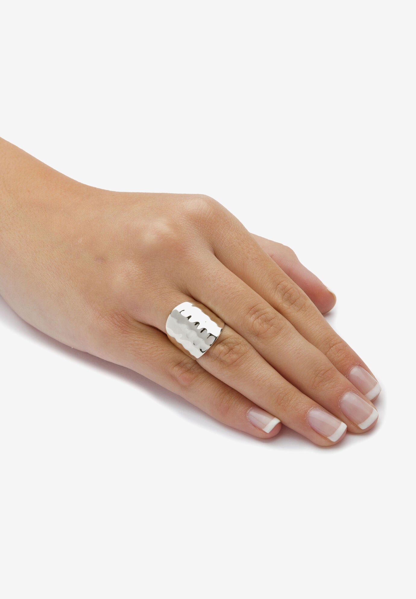 .925 Sterling Silver Hammered-Style Band Ring, , alternate image number 2