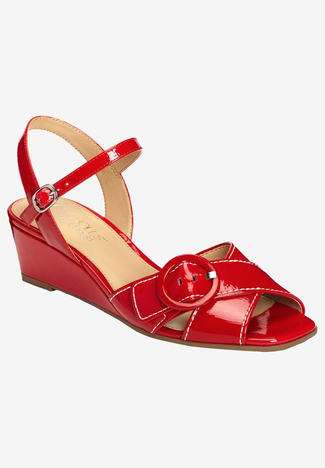Hornet Wedge Sandal , RED PATENT, hi-res image number 0