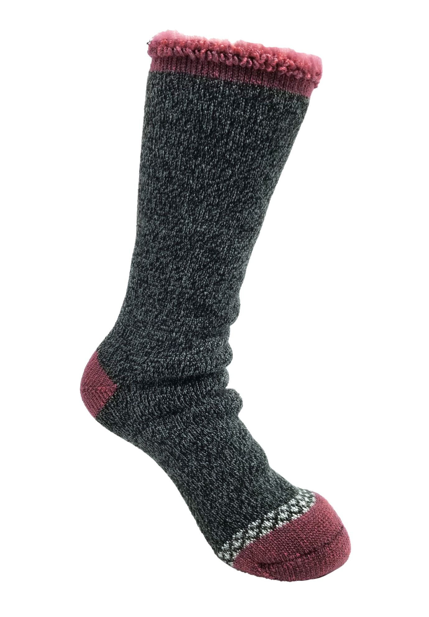 Solid Color Thermal Socks, BLACK BURGUNDY, hi-res image number 0