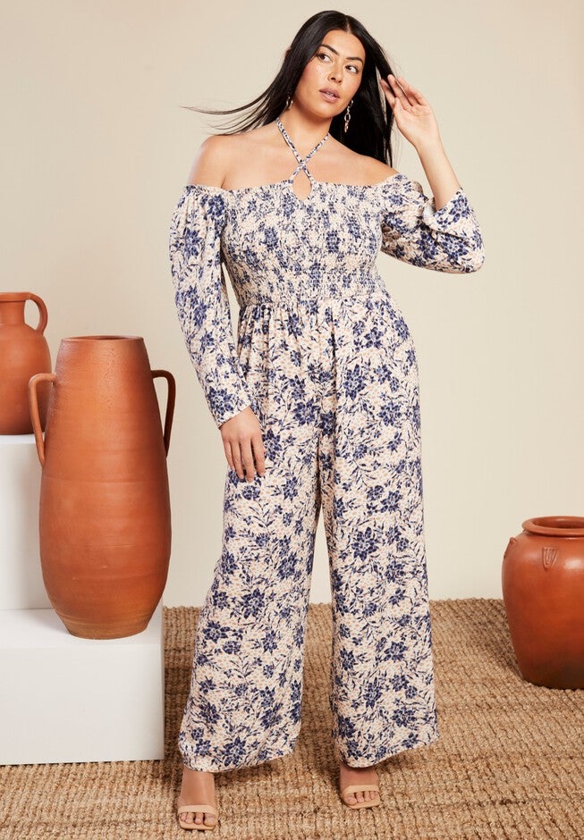 Smocked Jumpsuit, FLORAL SAFARI, hi-res image number null