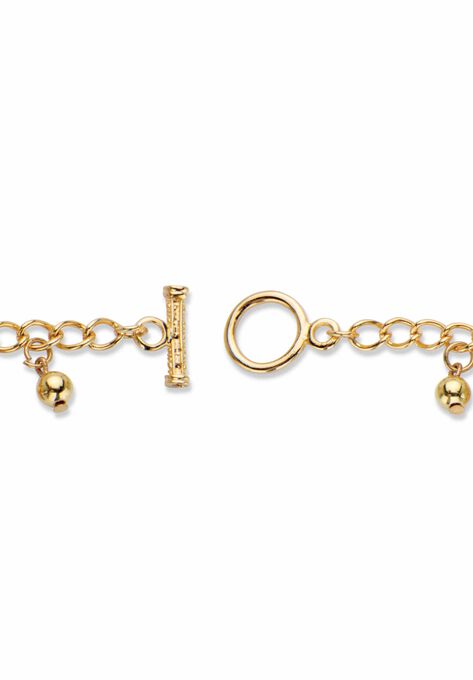 Gold Tone Round Crystal Elephant Charm Bracelet, , on-hover image number null