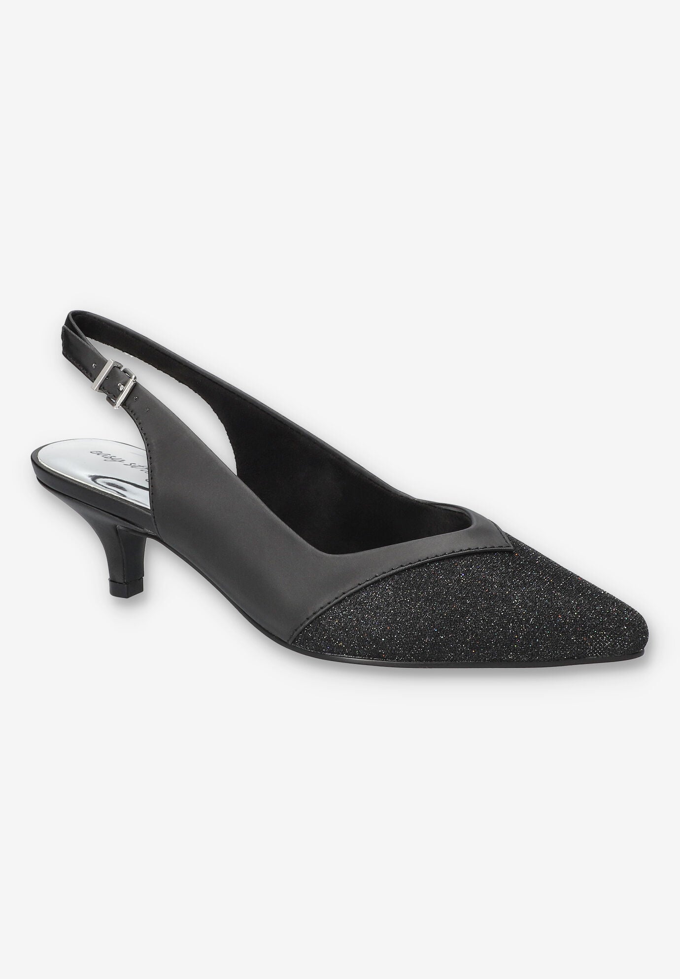 Vivid Slingback Pump, BLACK SATIN, hi-res image number 0