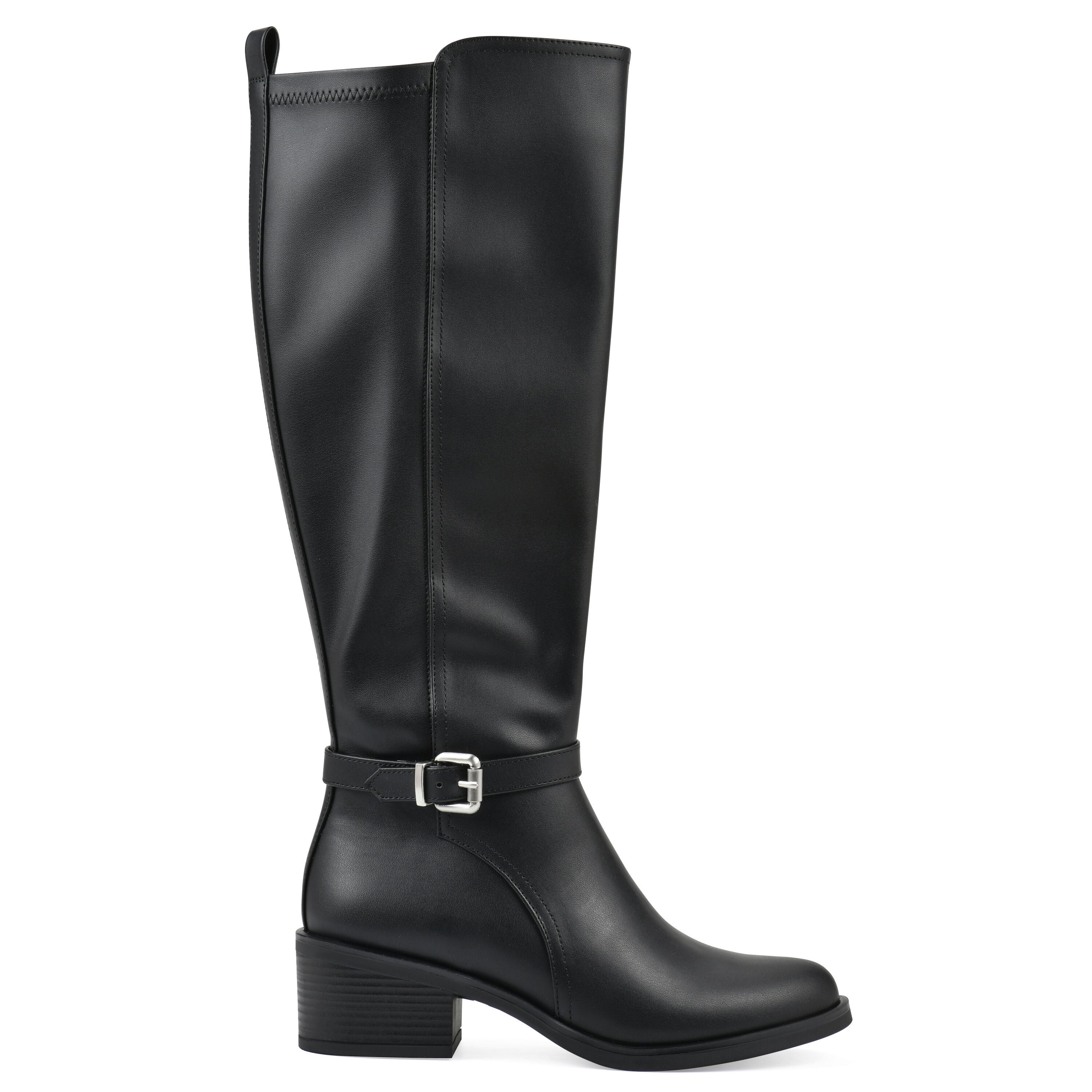 Custard Wide Calf Tall Shaft Riding Boot, BLACK, alternate image number 2