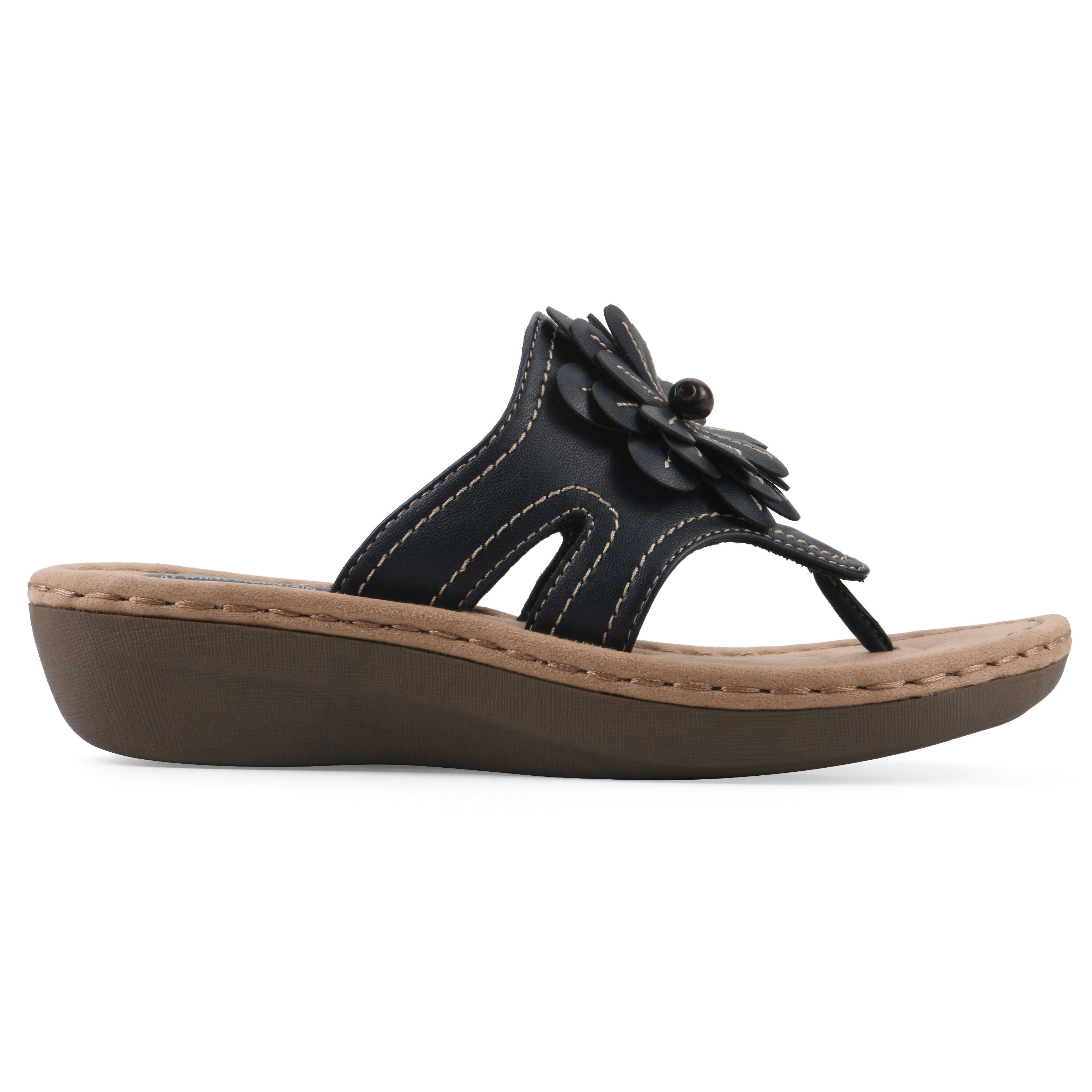 Cashlyn Floral Mini Wedge Sandal, NAVY SMOOTH, alternate image number 2