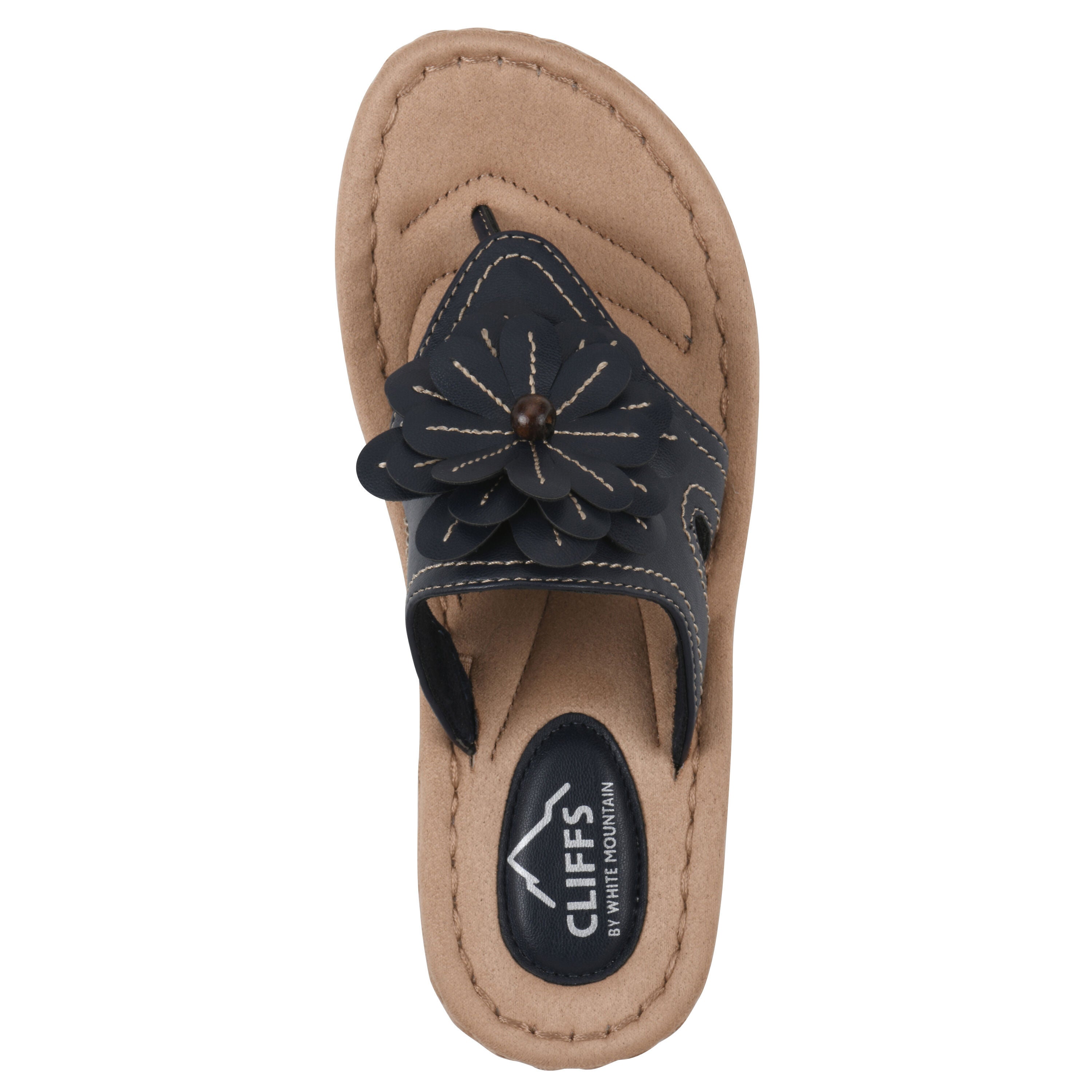 Cashlyn Floral Mini Wedge Sandal, NAVY SMOOTH, alternate image number 4