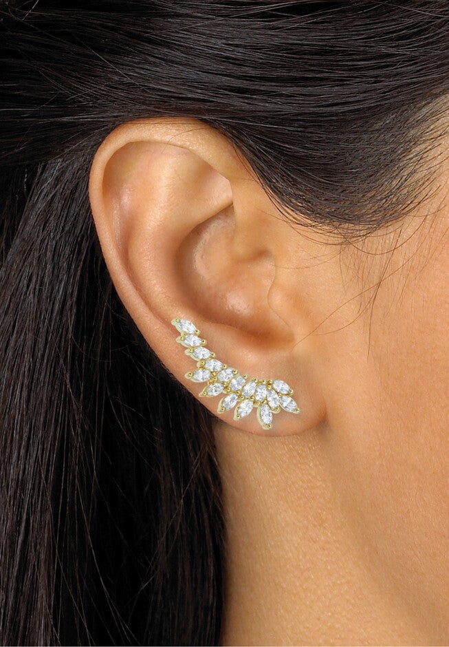 3.20 Tcw Marquise Cubic Zirconia 18K Yellow Gold-Plated Ear Pin Earrings, , alternate image number null