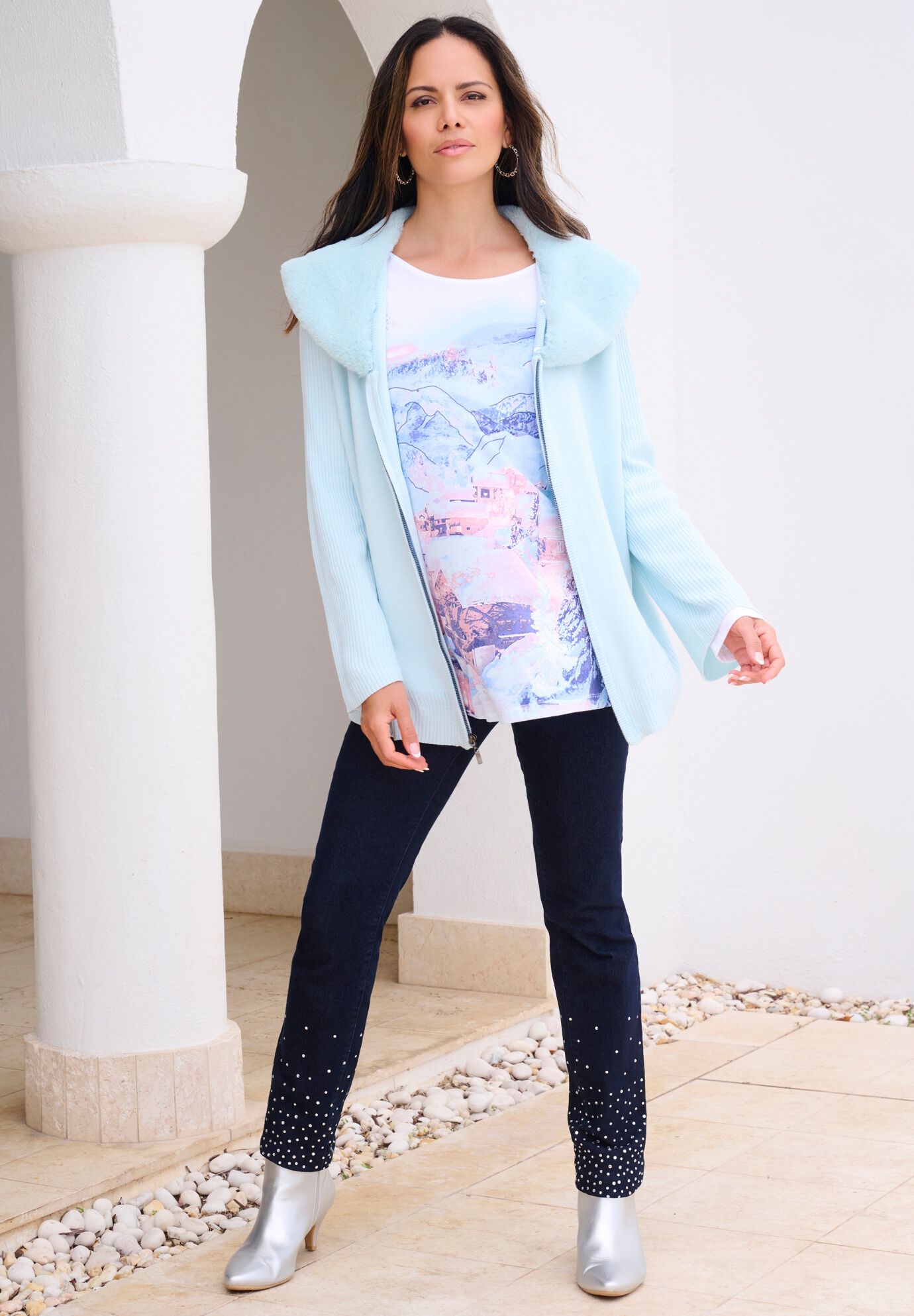 Plus Size Invisible Stretch&reg; Embellished Straight-Leg Iconic Jean, , alternate image number 2