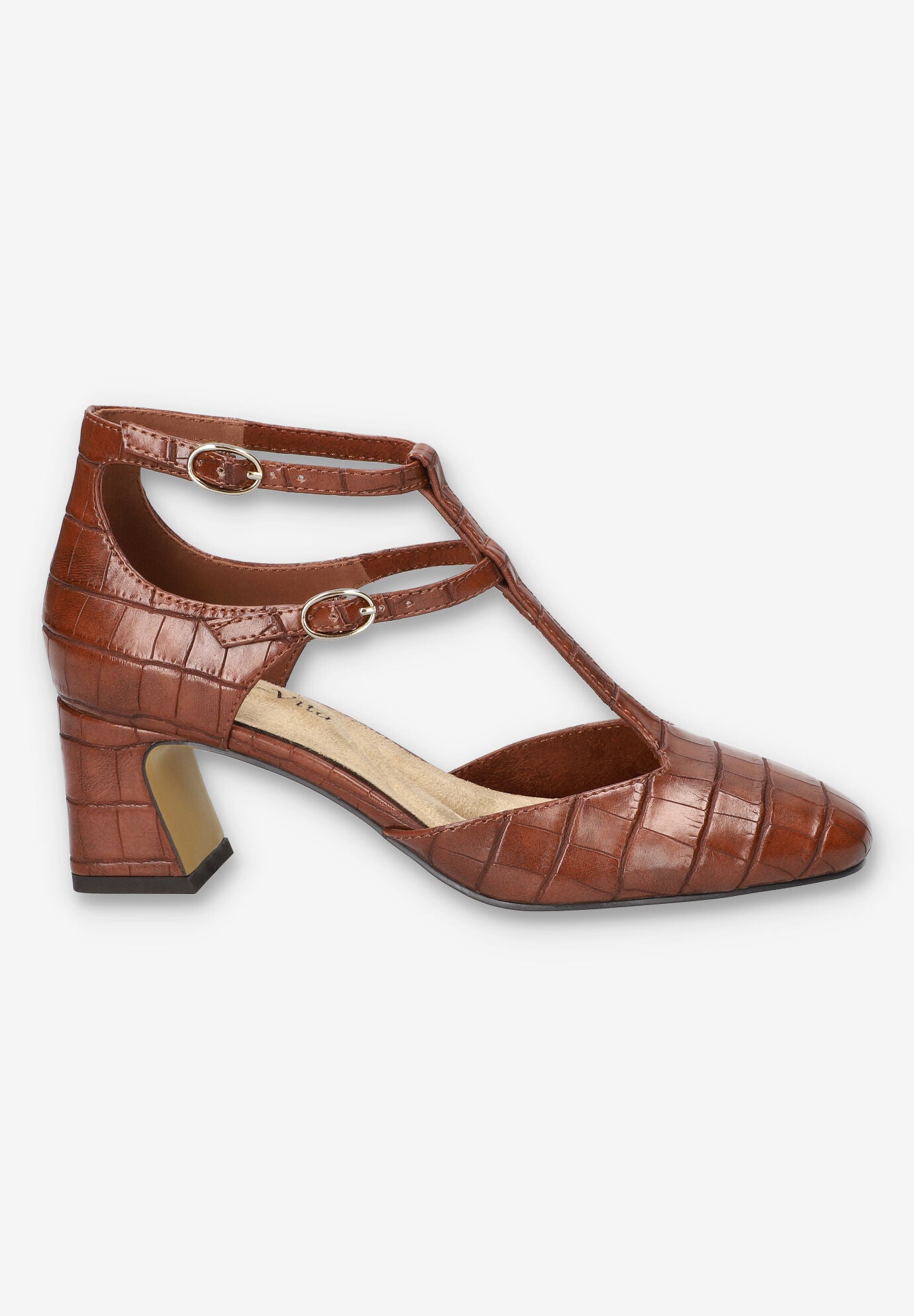 Harpswell Block Heel Pump, TAN CROCO, alternate image number 2