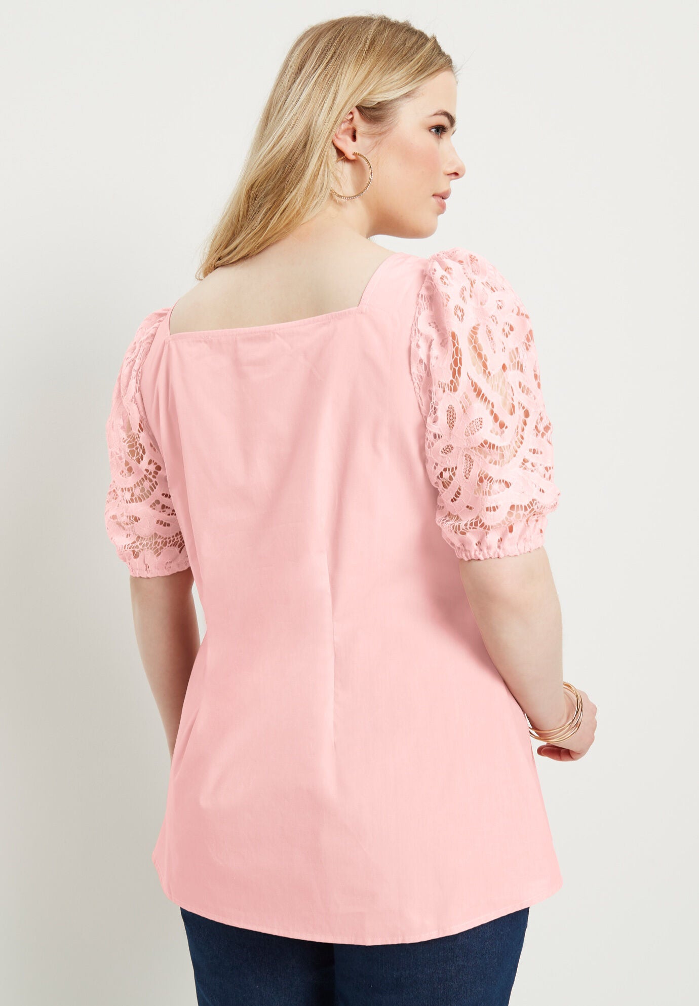Lace Puff-Sleeve Blouse, , on-hover image number 1