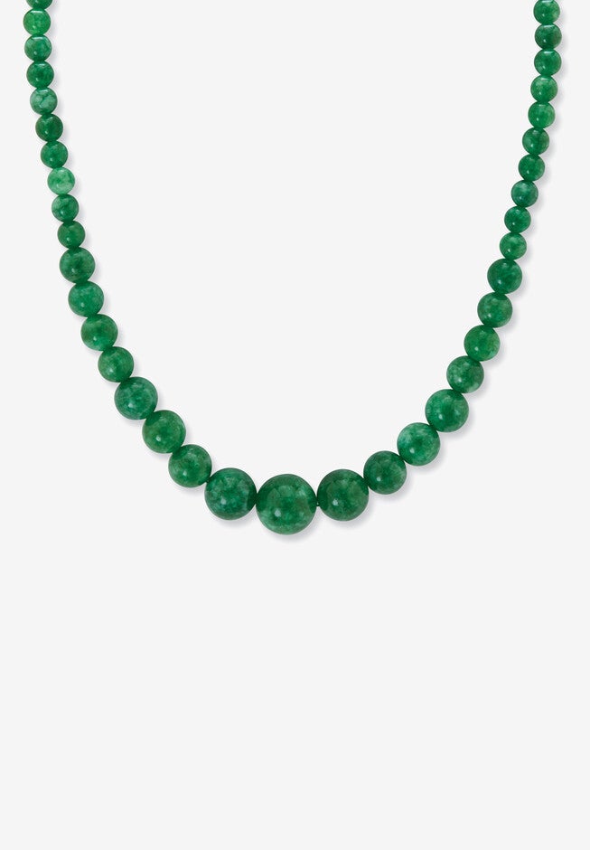 Graduated Round Genuine Green Jade Necklace 18 inches Jewelry, JADE, hi-res image number null