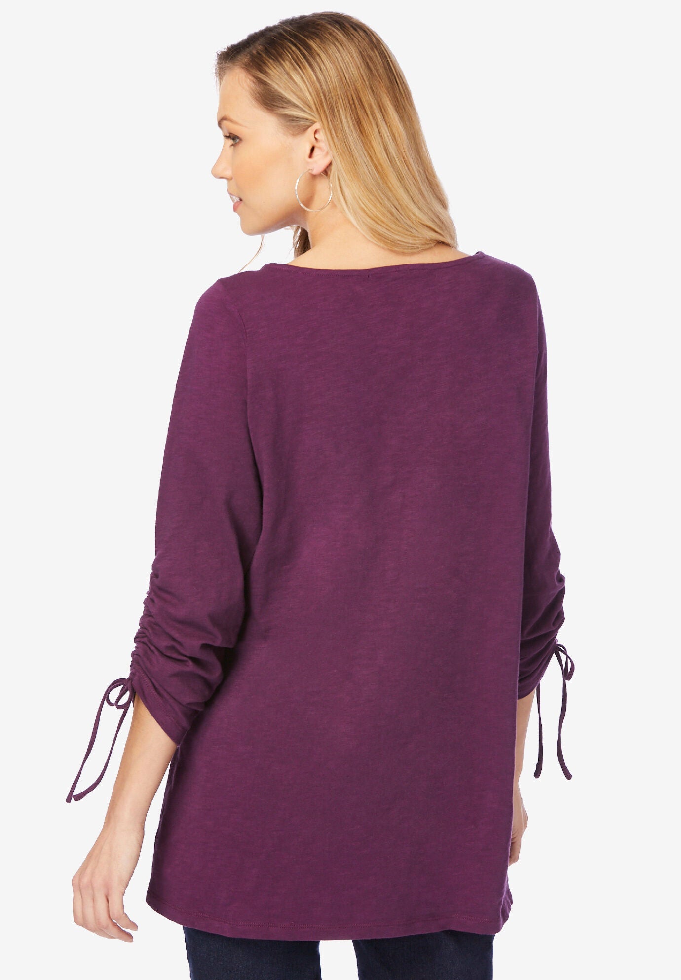 Boatneck Bracelet-Sleeve Tunic, , on-hover image number 1