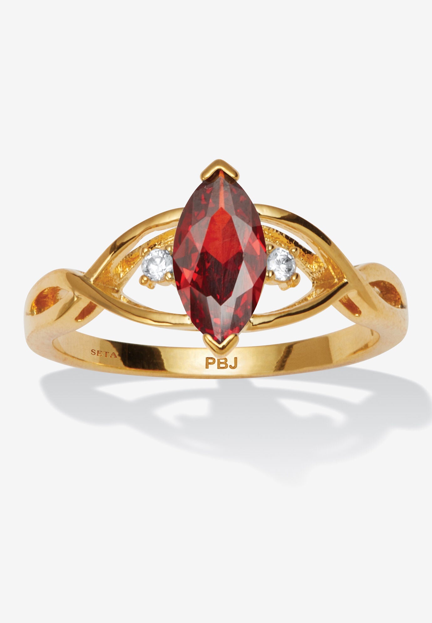 Marquise Simulated Birthstone Gold-Plated Ring, JULY, hi-res image number 0
