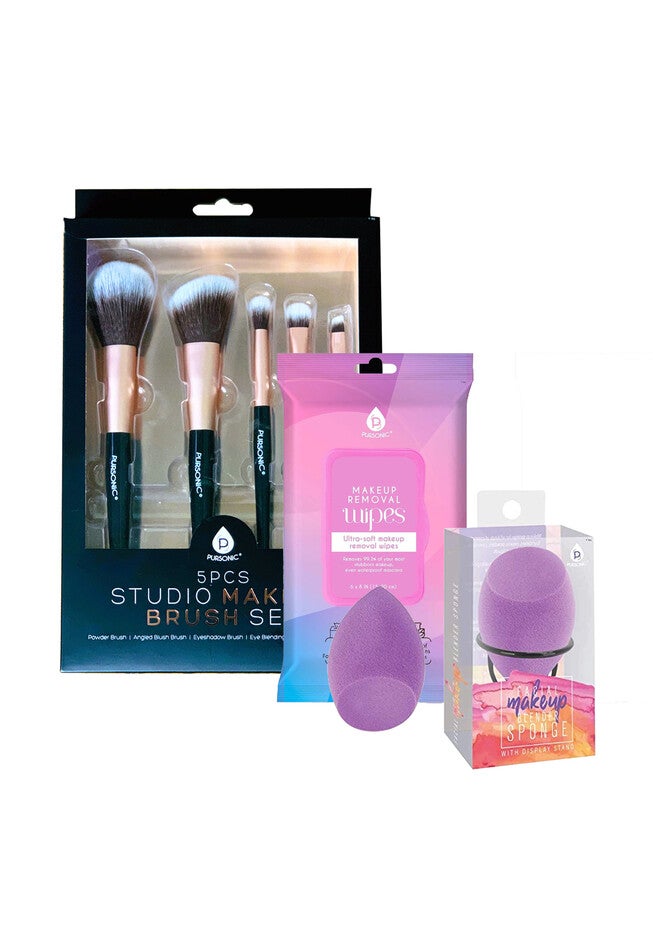 Makeup Essentials Bundle: Brushes, Wipes & Blender Sponge, O, hi-res image number 0