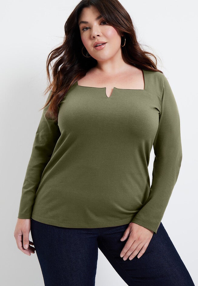 Split-Neck Long-Sleeve One + Only Tee, , alternate image number null