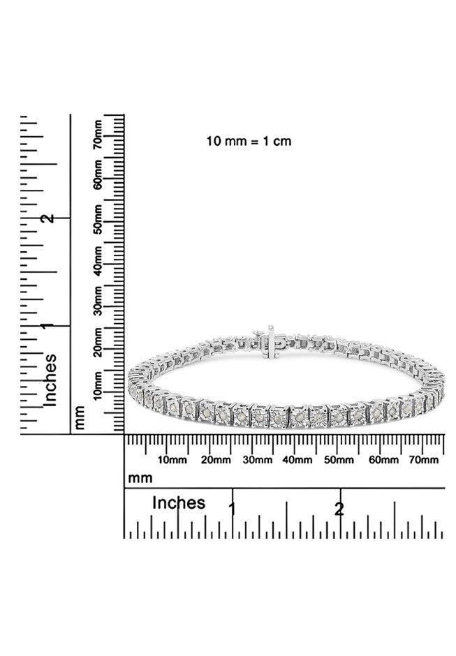 Sterling Silver Diamond Square Frame Miracleset Tennis Bracelet 8 inches, , alternate image number null