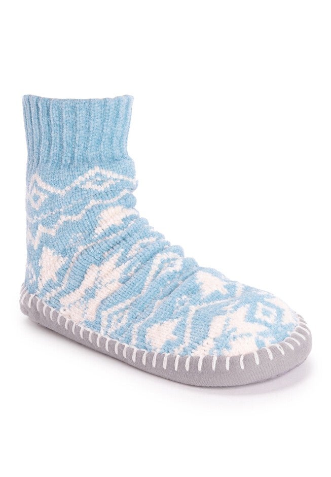 Chenille Short Slipper Sock by Muk Luks®, CAMEO BLUE, hi-res image number null